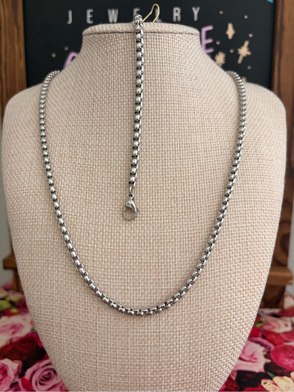 Stainless steel Box Chain Necklace and Bracelet Set